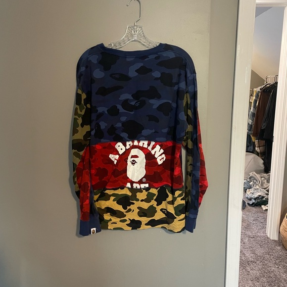 A Bathing Ape Multicolor Camo Print Long Sleeve Tee - Picture 3 of 6